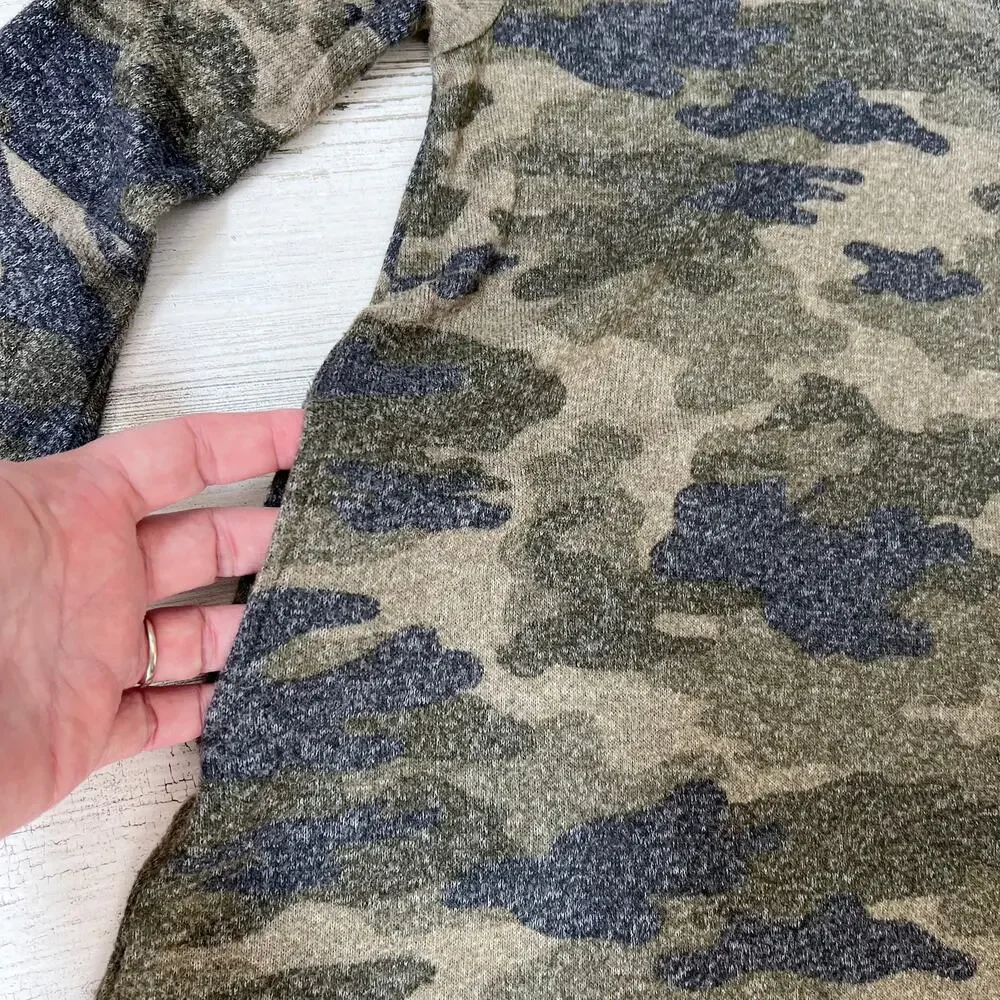 🍄3/$15 Rumi + Ryder Dress Girls XS 4-5 Green Camo Bell Sleeve Pullover Pockets